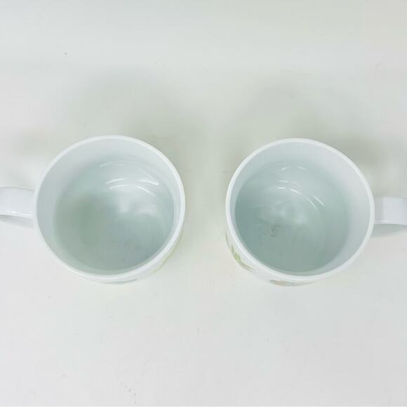 Succulent Plant Mugs Set of Two Ceramic Houseplants White Green Multicolor - Picture 6 of 10